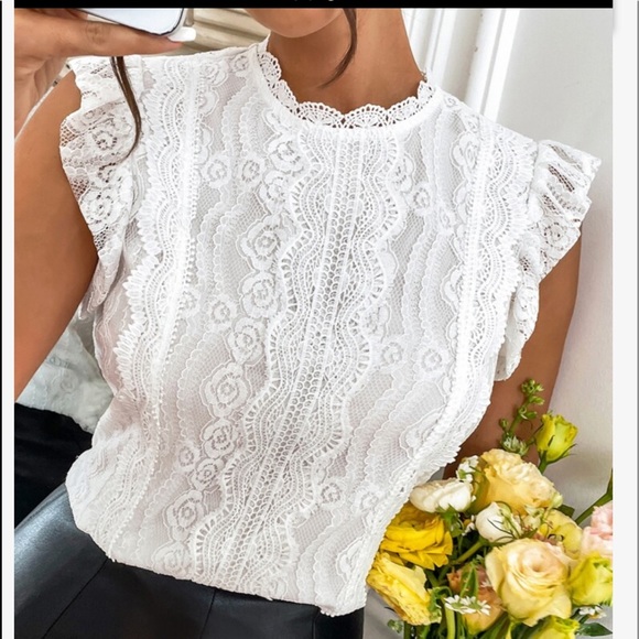 Boho Floral Mesh Lace Butterfly Sleeve Top Blouse Blue - Picture 5 of 14